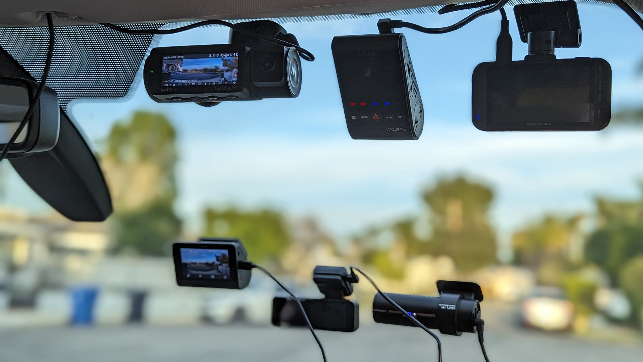 Dash cam comparison on windshield
